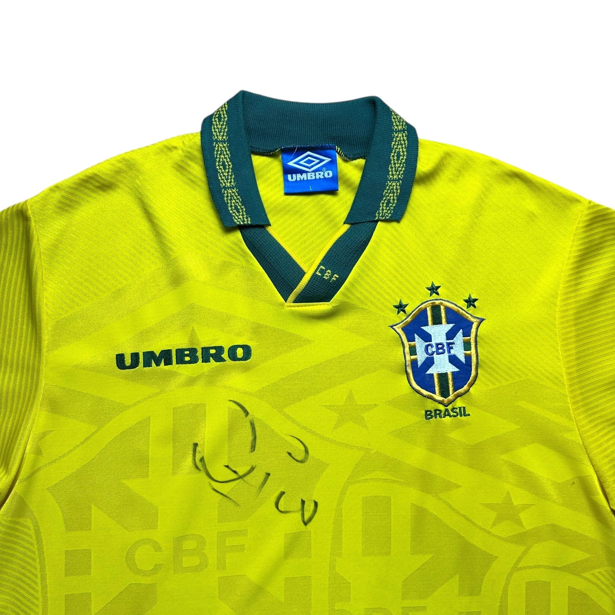 Brazil 1994 Home Shirt (L) *Signed by Zico - Kitplug