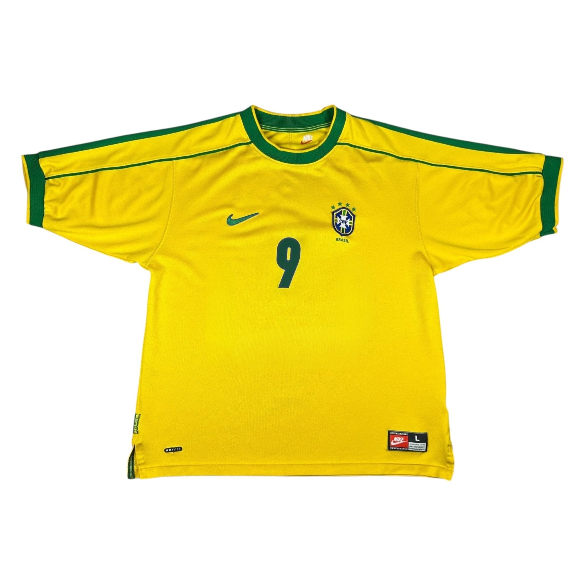 Brazil 1998 Home Shirt (L) Ronaldo 9 - Kitplug