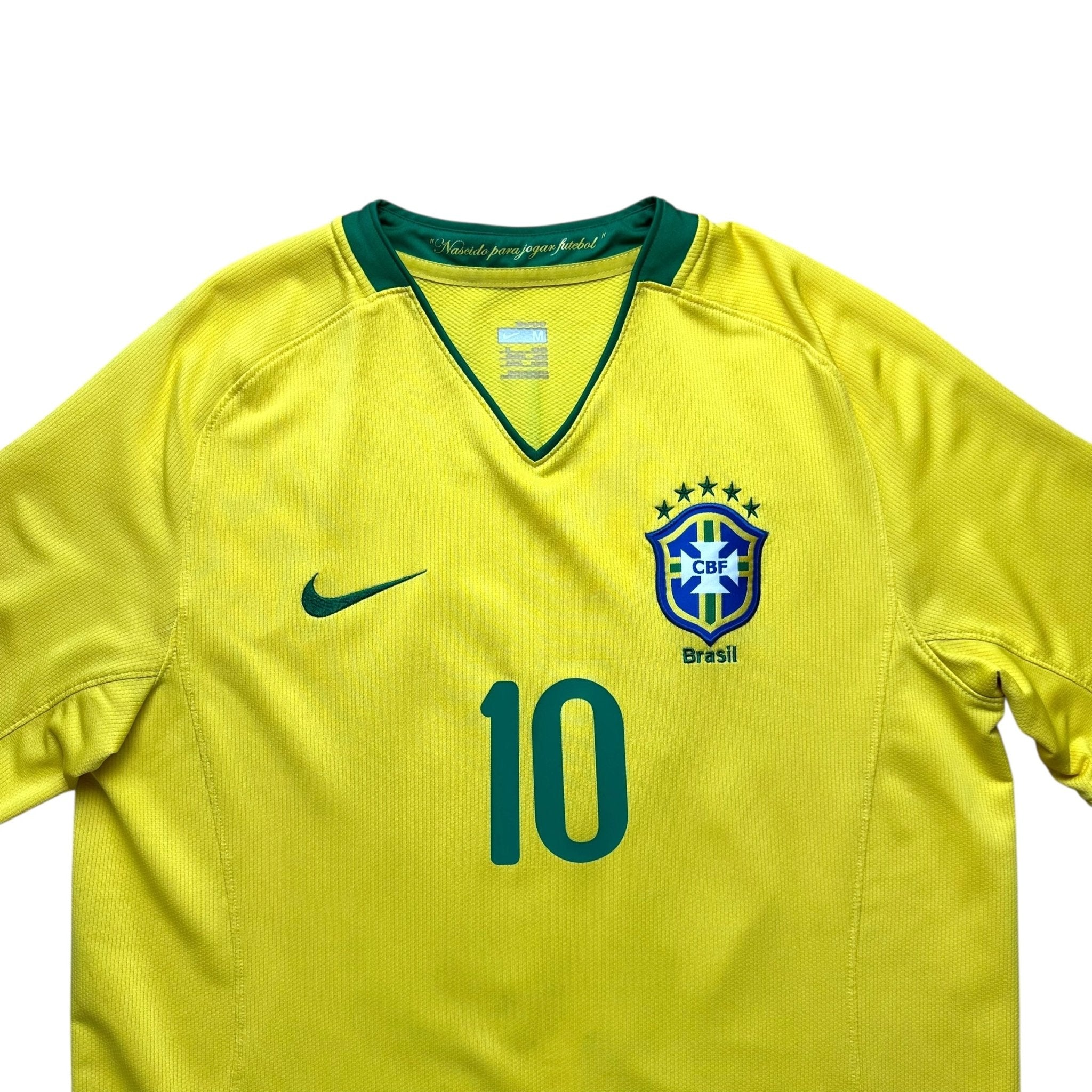 Brazil 2008 Home Shirt (M) Ronaldinho 10 - Kitplug