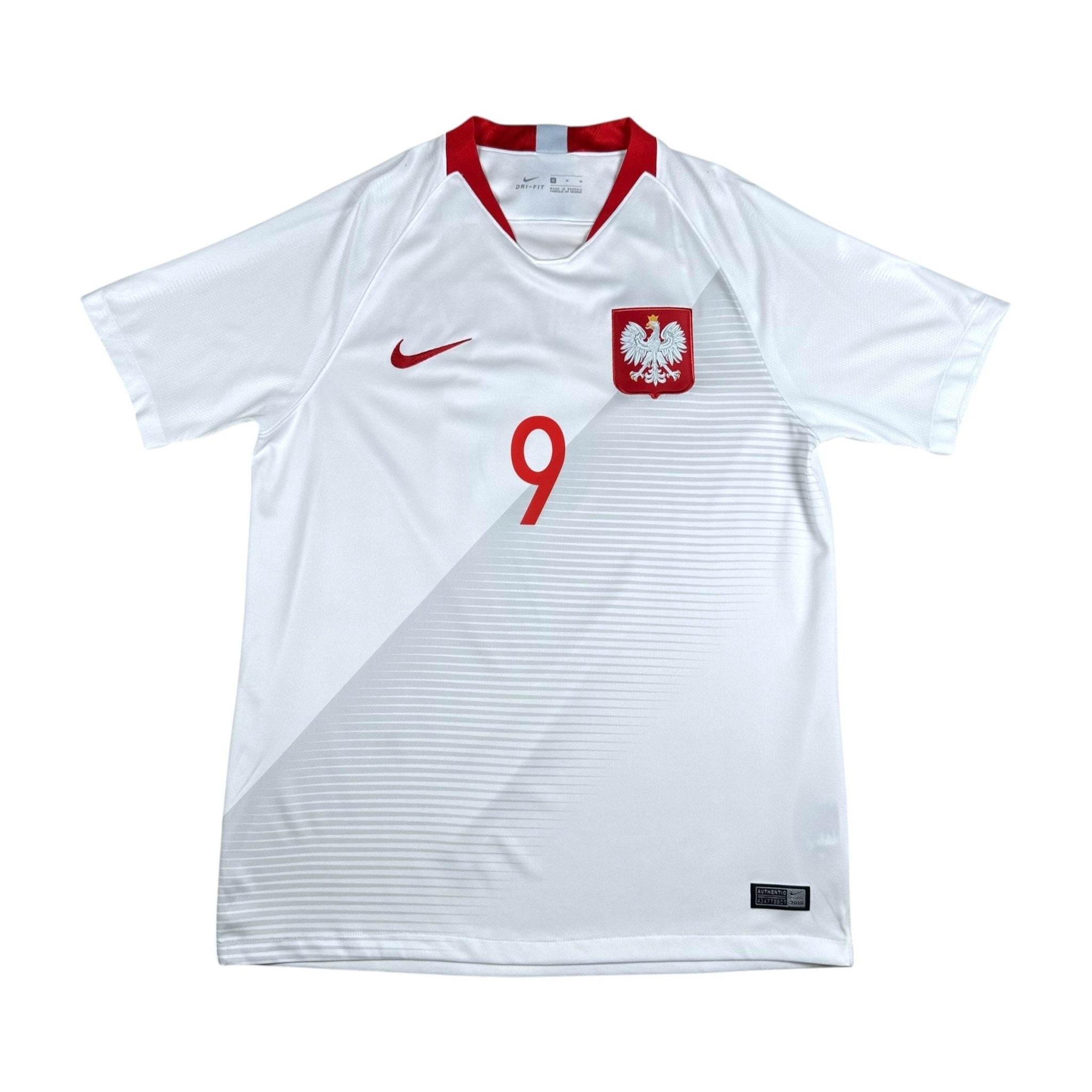 Poland 2018 Home Shirt (M) Lewandowski 9 - Kitplug