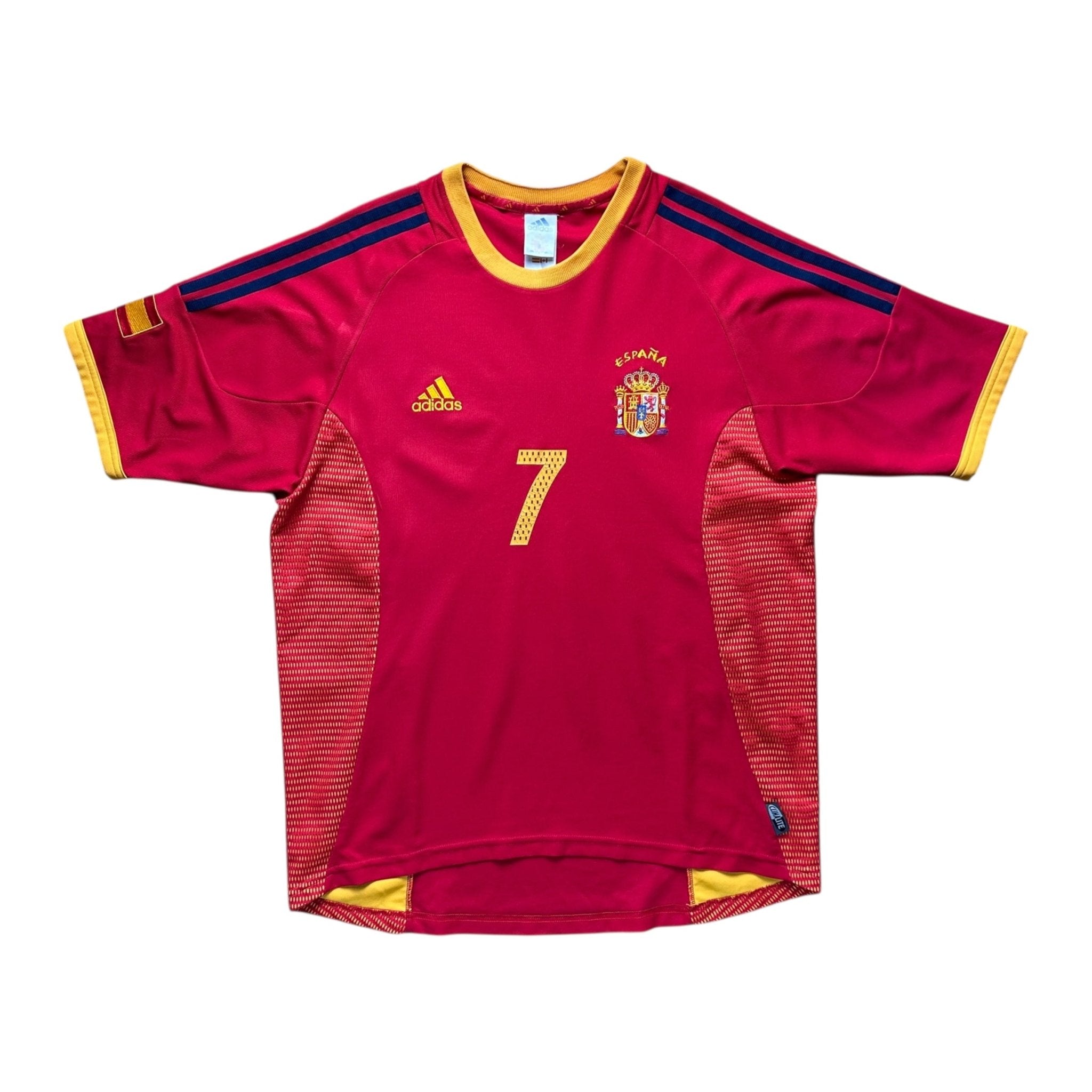 Spain 2002 Home Shirt (M) Raul 7 - Kitplug